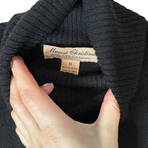 Marisa Christina Black Turtleneck 100%‎ Cashmere Sweater Medium Classic Minimal - Picture 5 of 7